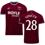 Souček #28 West Ham Home Fans Soccer Jersey 2025/26 (CUP Font 杯赛字体 )