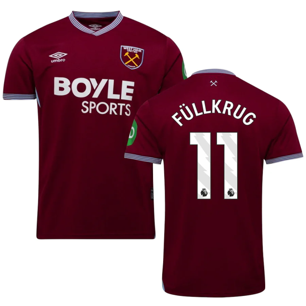 Füllkrug #11 West Ham Home Fans Soccer Jersey 2025/26 (League Font 联赛字体 )