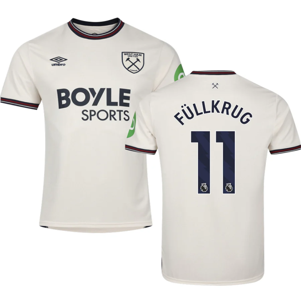 Füllkrug #11 West Ham Away Fans Soccer Jersey 2025/26 (League Font 联赛字体 )