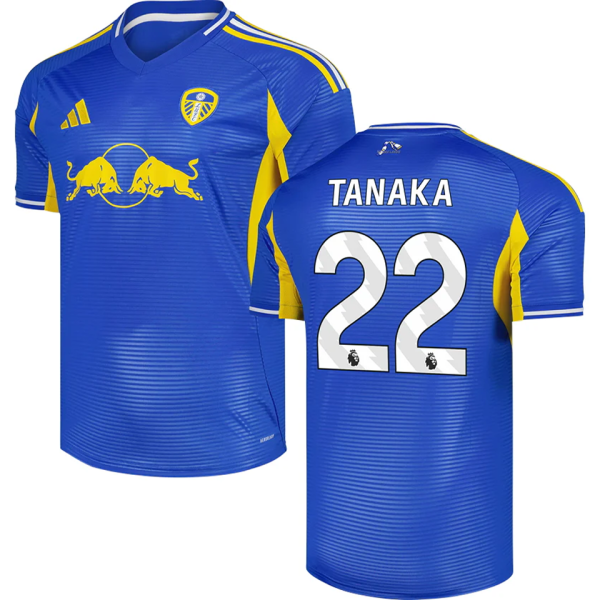 TANAKA #22 Leeds United Away Blue Fans Soccer Jersey 2025/26 (League Font 联赛字体 )