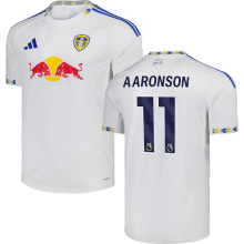 AARONSON #11 Leeds United Home White Fans Soccer Jersey 2025/26 (League Font 联赛字体 )