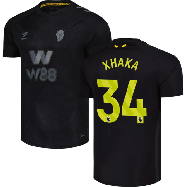 XHAKA #34 Sunderland Third Black Fans Soccer Jersey 2025/26 (League Font 联赛字体 )