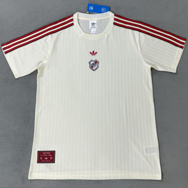 2025/26 River Plate Retro Style Beige Fans Soccer Jersey 米王色