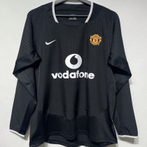 2003/2004 M Utd Away Black Retro Long Sleeve Soccer Jersey