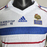 1998 France Away White Retro Player Version Soccer Jersey