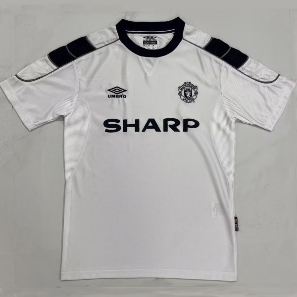 1999/2000 M Utd Away White Retro Fans Soccer Jersey（sharp）