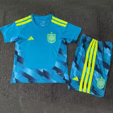 2026/27 Spain Goalkeeper Blue Kids Soccer Jersey