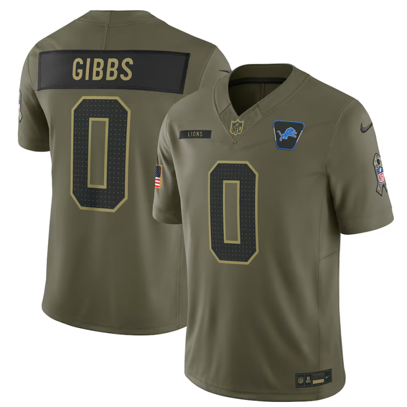 GIBBS #0 Men's Detroit Lions NFL Jersey