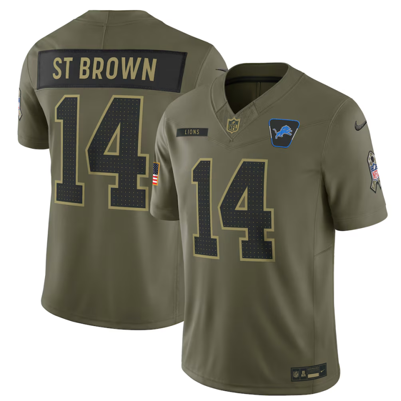 ST BROWN #14 Men's Detroit Lions NFL Jersey