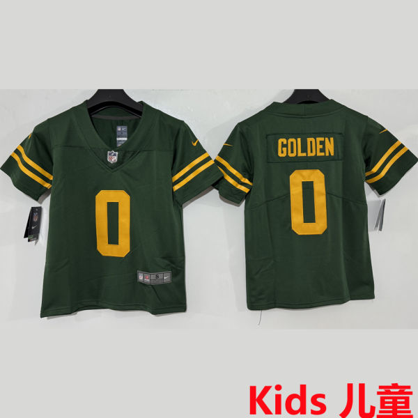 GOLDEN #0 Green Bay Packers Kids NFL Jersey 包装工