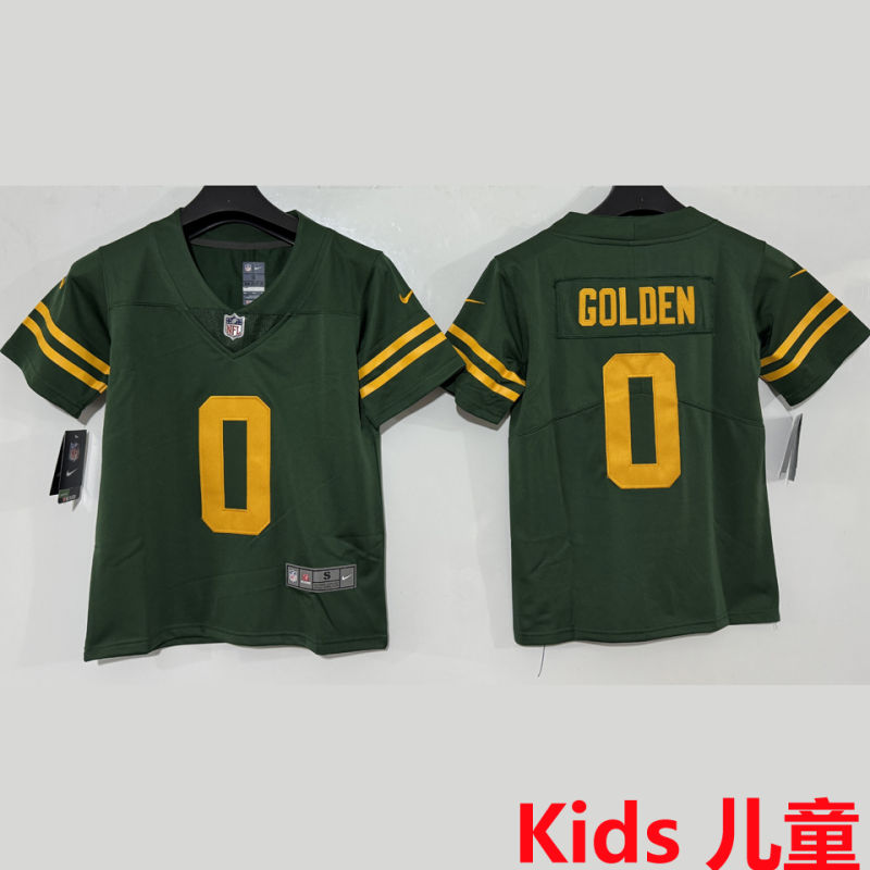 GOLDEN #0 Green Bay Packers Kids NFL Jersey