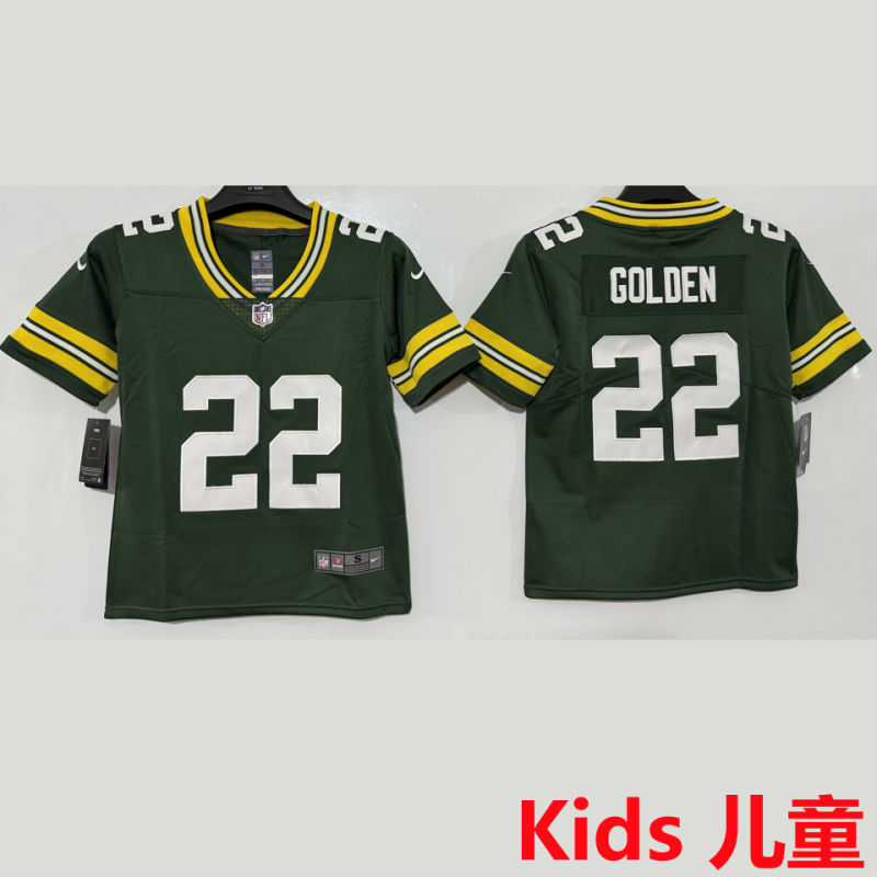 GOLDEN #22 Green Bay Packers Kids NFL Jersey