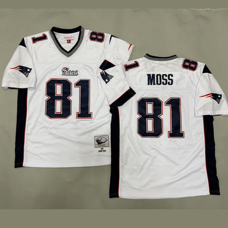 MOSS #81 Men's New England Patriots Retro NFL Jersey