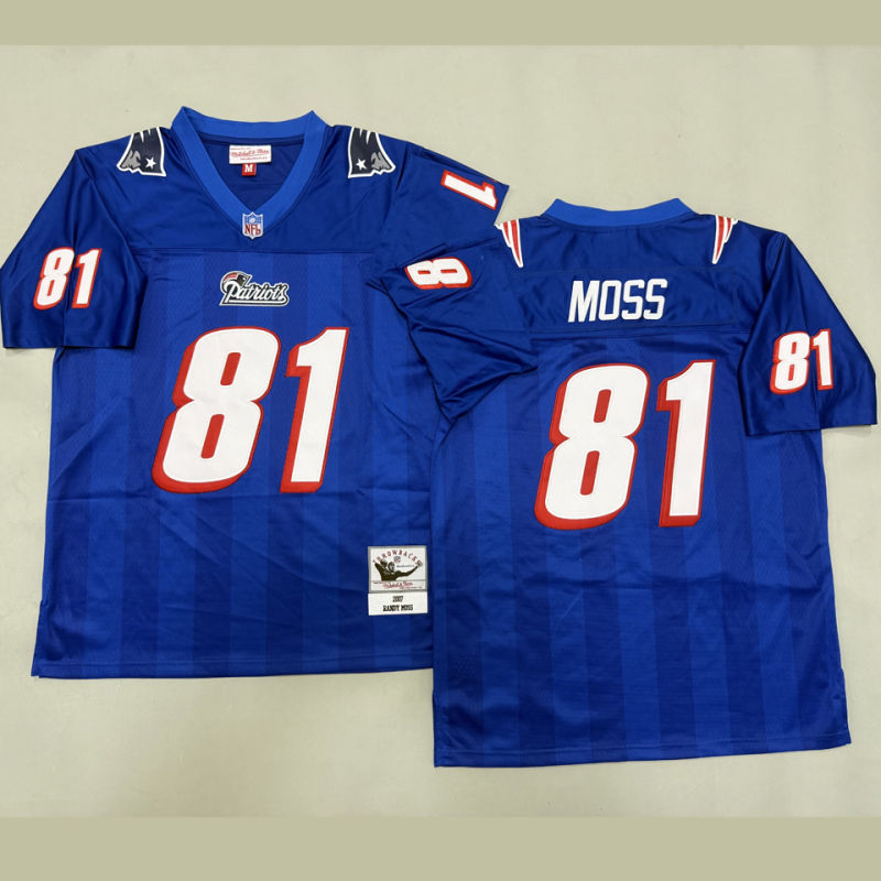MOSS #81 Men's New England Patriots Retro NFL Jersey