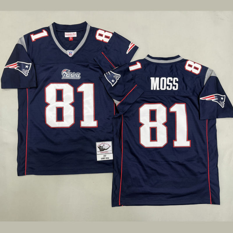 MOSS #81 Men's New England Patriots Retro NFL Jersey