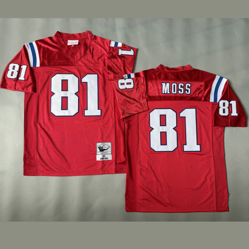 MOSS #81 Men's New England Patriots Retro NFL Jersey