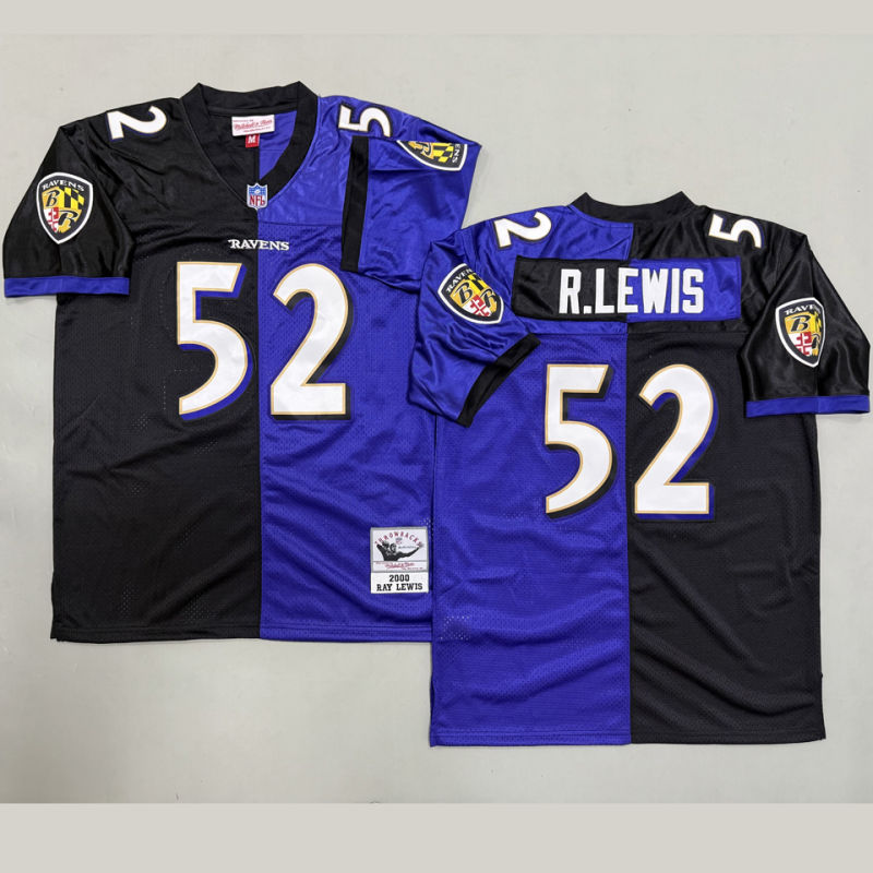 R LEWIS #52 Men's Baltimore Ravens Retro NFL Jersey