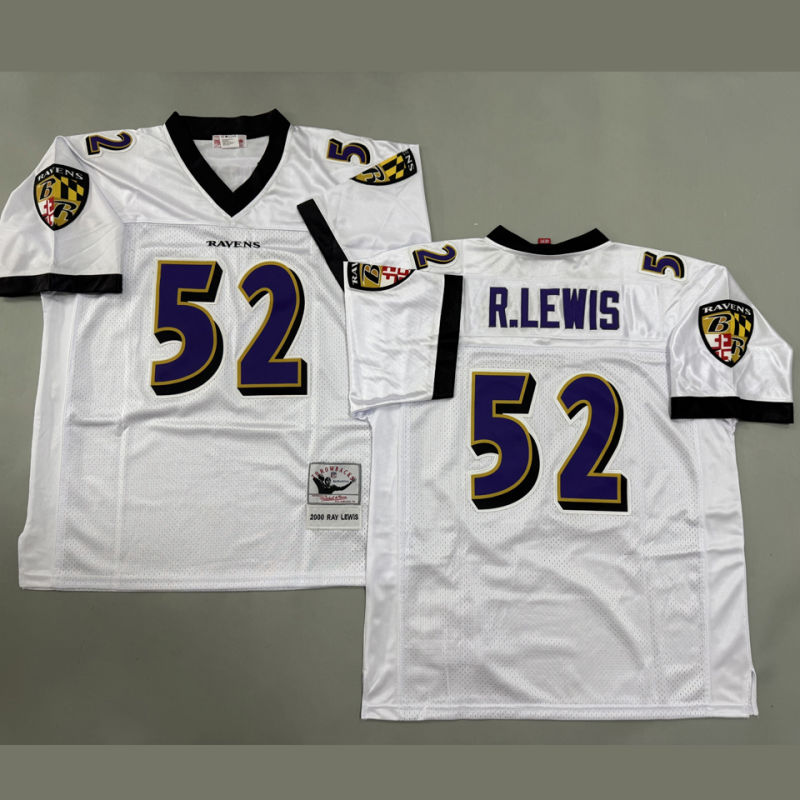 R LEWIS #52 Men's Baltimore Ravens Retro NFL Jersey
