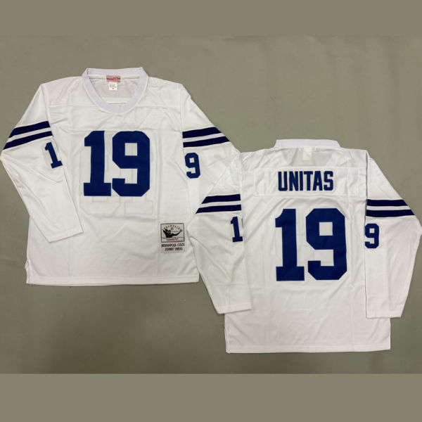 UNITAS #19 Men's Indianapolis Colts Retro NFL Jersey 小马 长袖