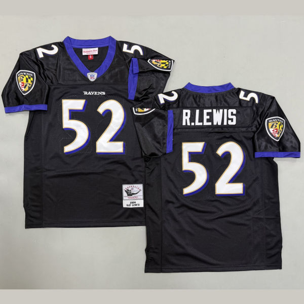 R.LEWIS #52 Men's Baltimore Ravens Retro NFL Jersey 乌鸦