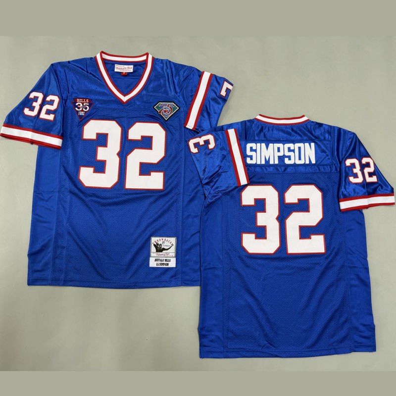 SIMPSON #32 Men's Buffalo Bills Retro NFL Jersey