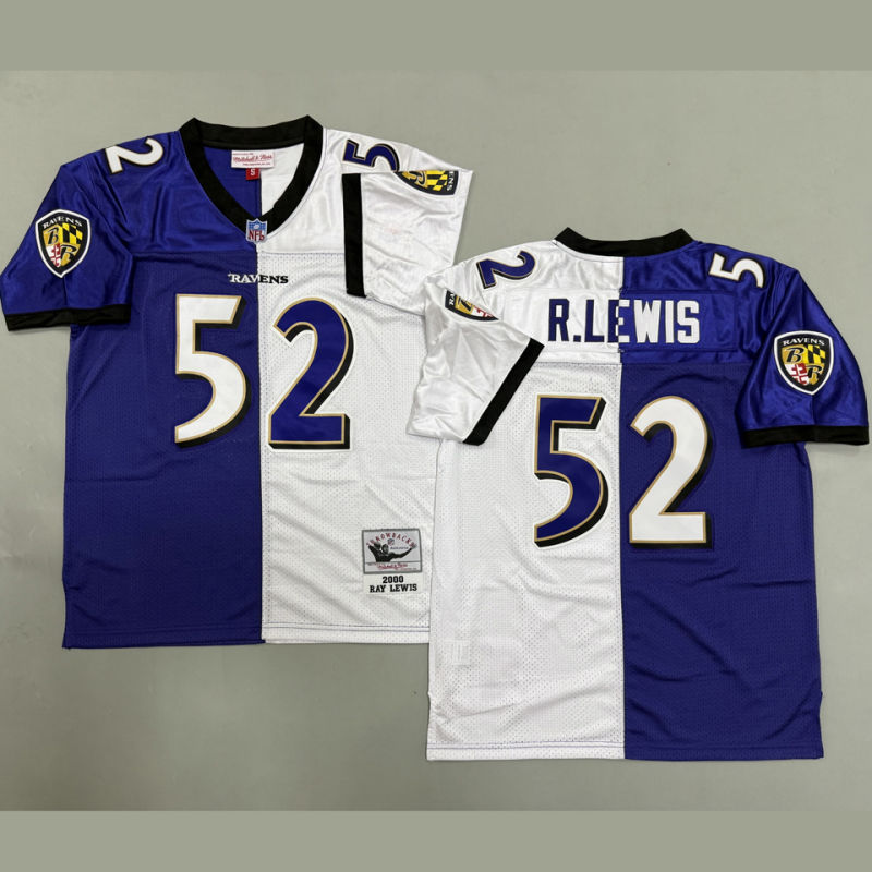 R LEWIS #52 Men's Baltimore Ravens Retro NFL Jersey