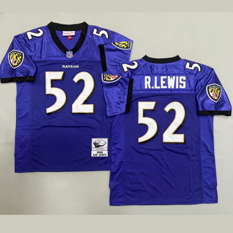 R LEWIS #52 Men's Baltimore Ravens Retro NFL Jersey
