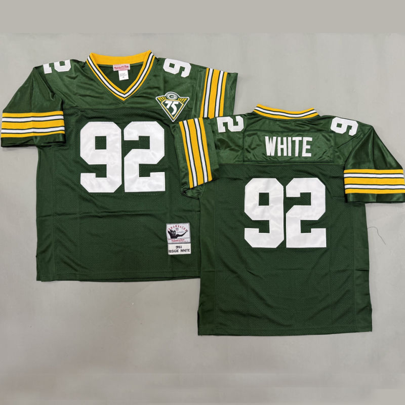 WHITE #92 Men's Green Bay Packers Retro NFL Jersey