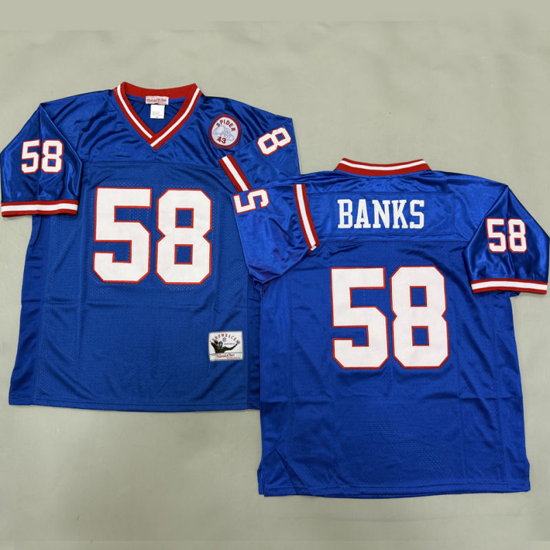 BANKS #58 Men's New York Giants Retro NFL Jersey