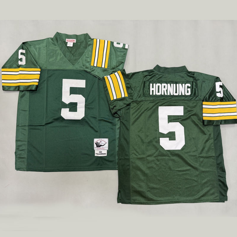 HORNUNNNG #5 Men's Green Bay Packers Retro NFL Jersey
