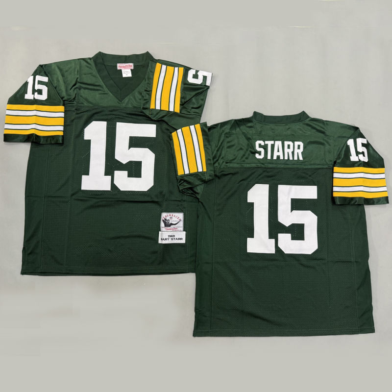 STARR #15 Men's Green Bay Packers Retro NFL Jersey