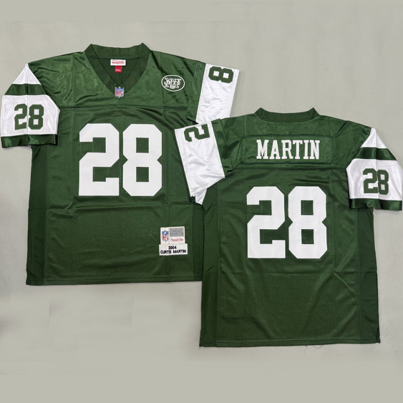 MARTIN #28 Men's New York Jets Retro NFL Jersey