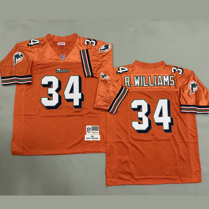 R WILLIAMS #34 Men's Miami Dolphins Retro NFL Jersey