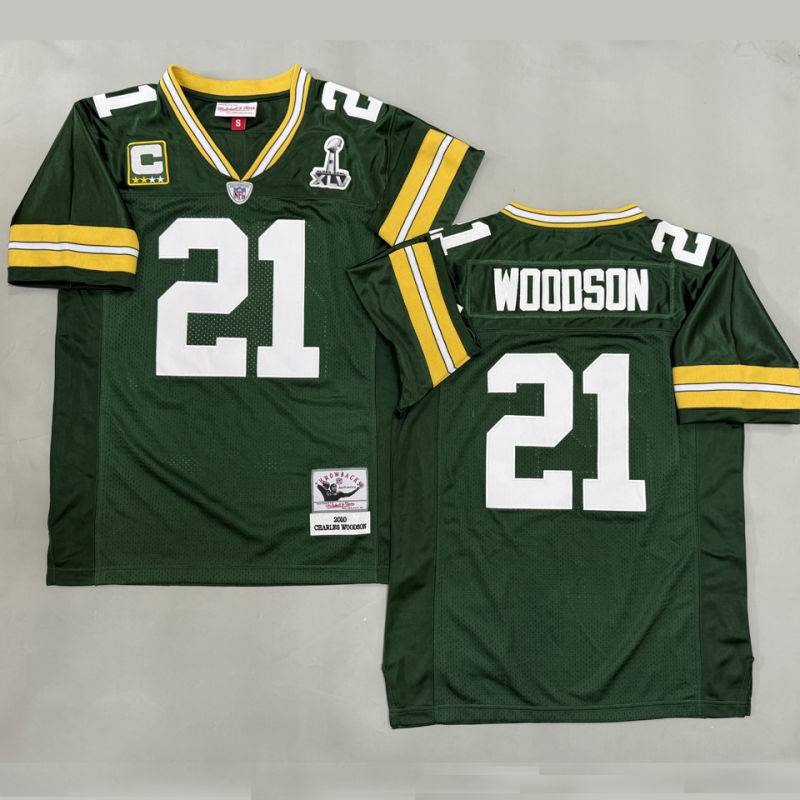 WOODSON #21 Men's Green Bay Packers Retro NFL Jersey