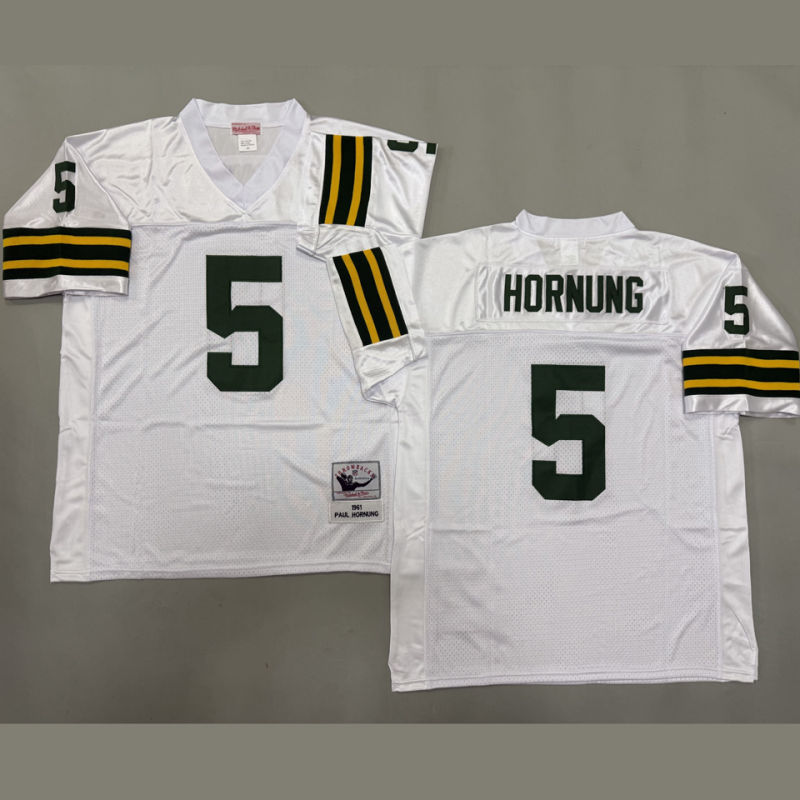 HORNUNNNG #5 Men's Green Bay Packers Retro NFL Jersey