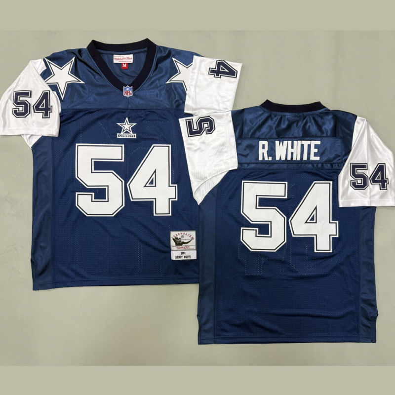 R WHITE #54 Men's Dallas Cowboys Retro NFL Jersey