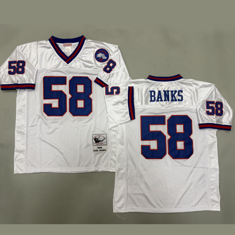 BANKS #58 Men's New York Giants Retro NFL Jersey