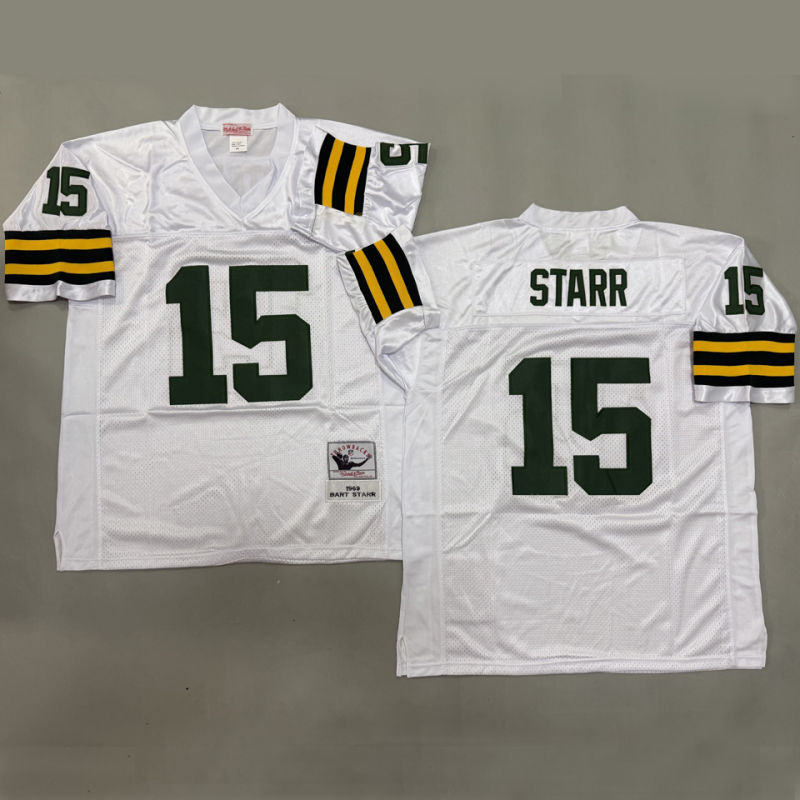 STARR #15 Men's Green Bay Packers Retro NFL Jersey