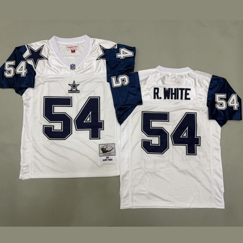 R WHITE #54 Men's Dallas Cowboys Retro NFL Jersey