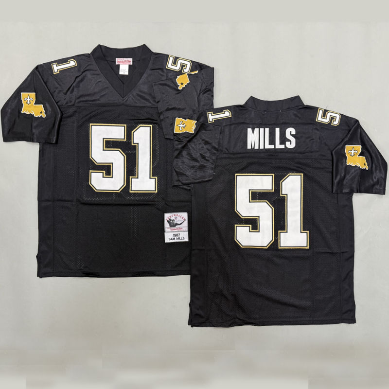 MILLS #51 Men's New Orleans Saints Retro NFL Jersey