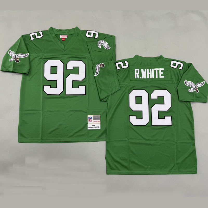 R WHITE #92 Men's Philadelphia Eagles Retro NFL Jersey