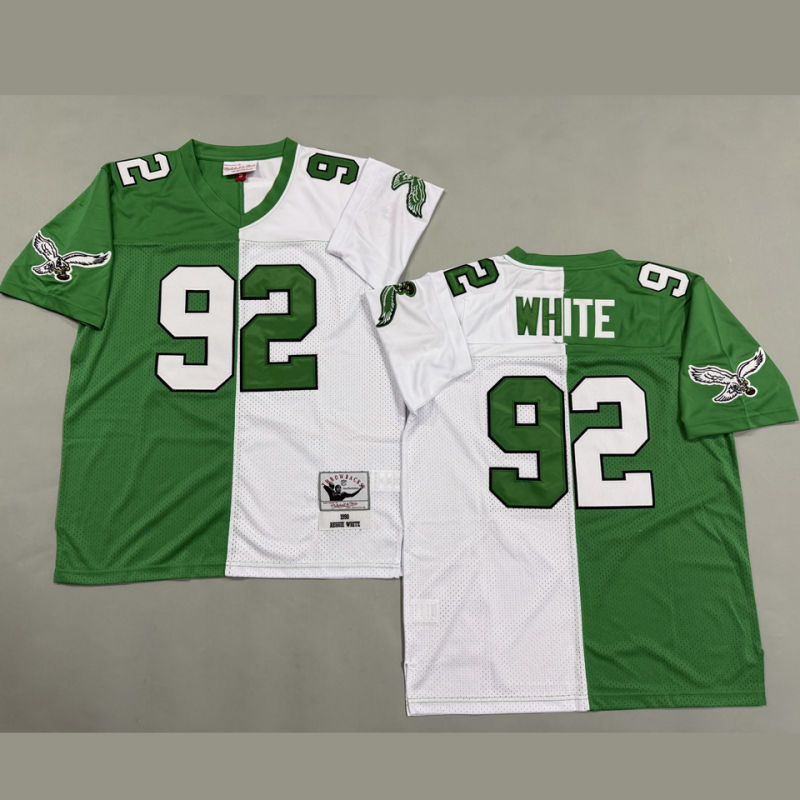 R WHITE #92 Men's Philadelphia Eagles Retro NFL Jersey