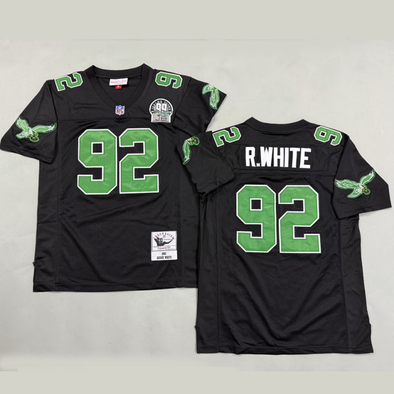 R WHITE #92 Men's Philadelphia Eagles Retro NFL Jersey