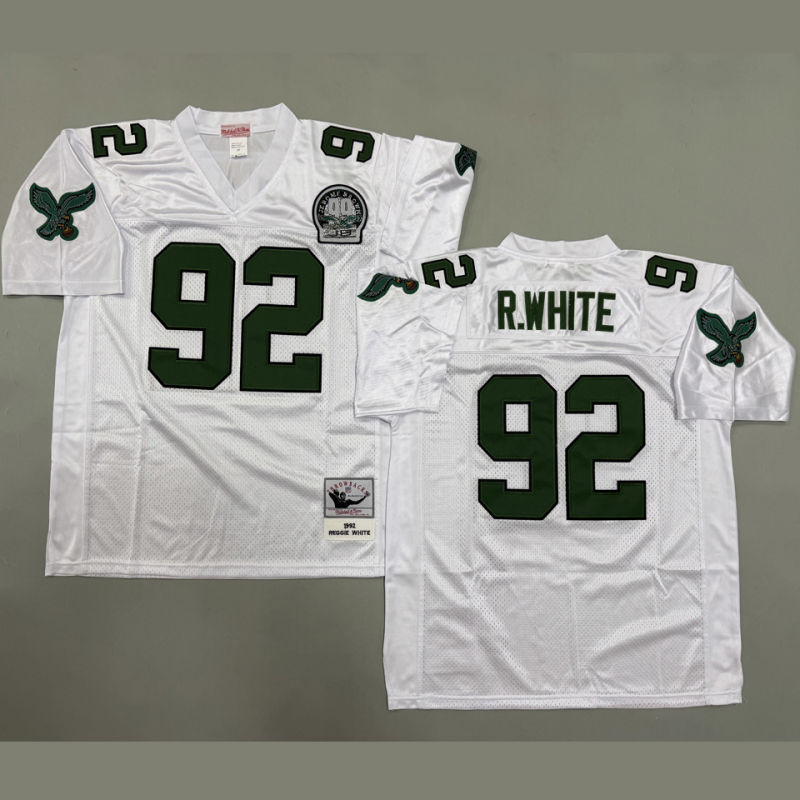 R WHITE #92 Men's Philadelphia Eagles Retro NFL Jersey