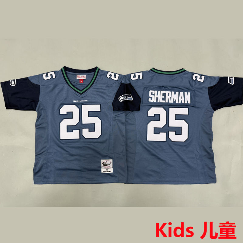SHERMAN #25 Seattle Seahawks Retro Kids NFL Jersey
