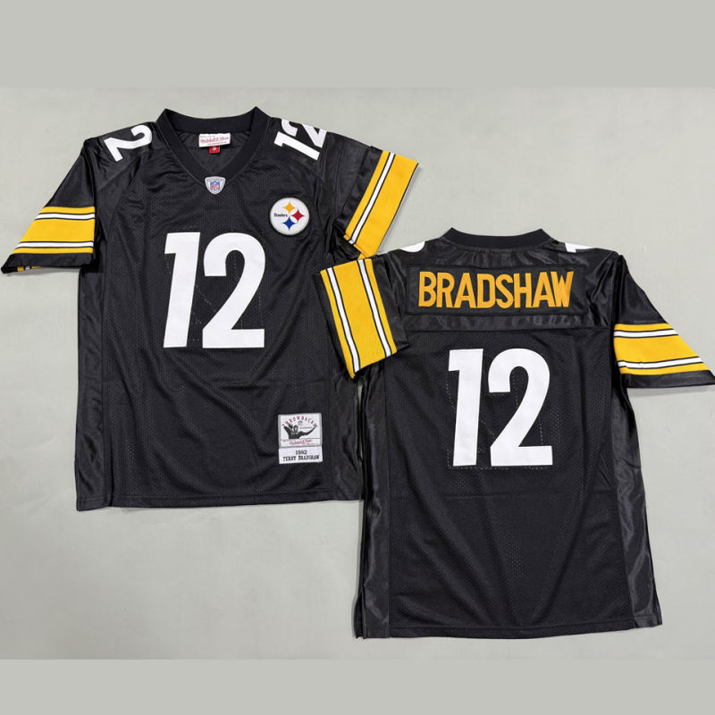 BRADSHAW #12 Men's Pittsburgh Steelers Retro NFL Jersey