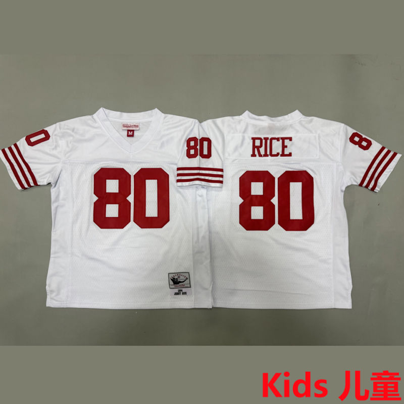 RICE #80 San Francisco 49ers Retro Kids NFL Jersey #49