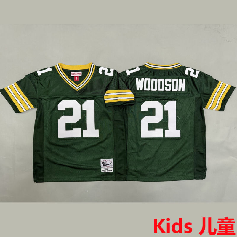 WOODSON #21 Green Bay Packers Retro Kids NFL Jersey