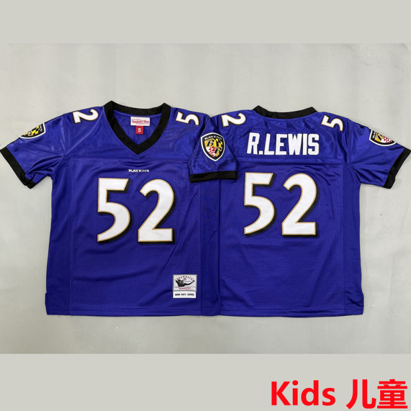 R LEWIS #52 Baltimore Ravens Retro Kids NFL Jersey