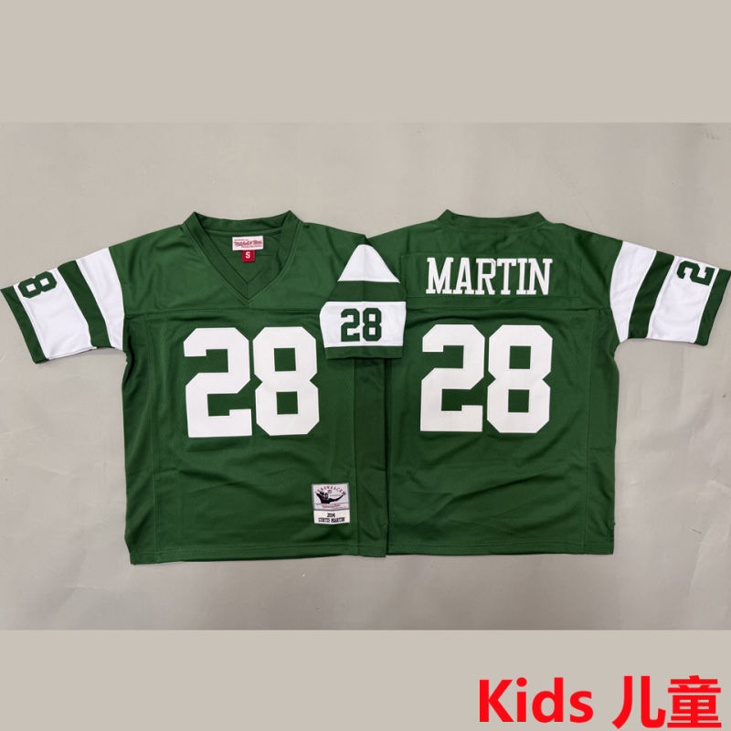 MARTIN #28 New York Jets Retro Kids NFL Jersey